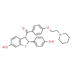 ChemSpider 2D Image | [(2R,3R)-6-Hydroxy-2-(4-hydroxyphenyl)-2,3-dihydro-1-benzothiophen-3-yl]{4-[2-(1-piperidinyl)ethoxy]phenyl}methanone | C28H29NO4S