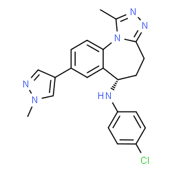 ChemSpider 2D Image | (6S)-N-(4-Chlorophenyl)-1-methyl-8-(1-methyl-1H-pyrazol-4-yl)-5,6-dihydro-4H-[1,2,4]triazolo[4,3-a][1]benzazepin-6-amine | C22H21ClN6