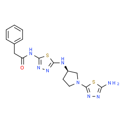 ChemSpider 2D Image | N-(5-{[(3R)-1-(5-Amino-1,3,4-thiadiazol-2-yl)-3-pyrrolidinyl]amino}-1,3,4-thiadiazol-2-yl)-2-phenylacetamide | C16H18N8OS2