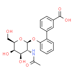 ChemSpider 2D Image | 2'-[(2-Acetamido-2-deoxy-beta-D-galactopyranosyl)oxy]-3-biphenylcarboxylic acid | C21H23NO8