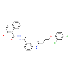 ChemSpider 2D Image | 4-(2,4-Dichlorophenoxy)-N-{3-[(1E)-N-(2-hydroxy-1-naphthoyl)ethanehydrazonoyl]phenyl}butanamide | C29H25Cl2N3O4