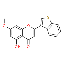 ChemSpider 2D Image | 2-(1-Benzothiophen-3-yl)-5-hydroxy-7-methoxy-4H-chromen-4-one | C18H12O4S