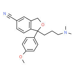 ChemSpider 2D Image | 1-[3-(Dimethylamino)propyl]-1-(4-methoxyphenyl)-1,3-dihydro-2-benzofuran-5-carbonitrile | C21H24N2O2
