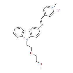ChemSpider 2D Image | 4-[(E)-2-{9-[2-(2-Methoxyethoxy)ethyl]-9H-carbazol-3-yl}vinyl]-1-methylpyridinium iodide | C25H27IN2O2