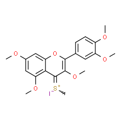 ChemSpider 2D Image | (Z)-[2-(3,4-Dimethoxyphenyl)-3,5,7-trimethoxy-4H-chromen-4-ylidene](methyl)sulfonium iodide | C21H23IO6S