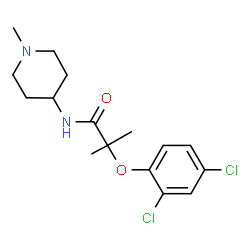 ChemSpider 2D Image | 2-(2,4-Dichlorophenoxy)-2-methyl-N-(1-methyl-4-piperidinyl)propanamide | C16H22Cl2N2O2