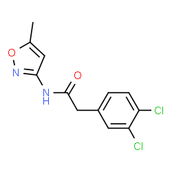 ChemSpider 2D Image | 2-(3,4-Dichlorophenyl)-N-(5-methylisoxazol-3-yl)acetamide | C12H10Cl2N2O2