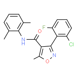 ChemSpider 2D Image | 3-(2-Chloro-6-fluorophenyl)-N-(2,6-dimethylphenyl)-5-methyl-1,2-oxazole-4-carboxamide | C19H16ClFN2O2