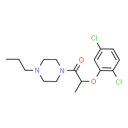 ChemSpider 2D Image | 2-(2,5-Dichlorophenoxy)-1-(4-propyl-1-piperazinyl)-1-propanone | C16H22Cl2N2O2