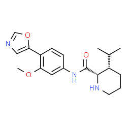 ChemSpider 2D Image | (2S,3S)-3-Isopropyl-N-[3-methoxy-4-(1,3-oxazol-5-yl)phenyl]-2-piperidinecarboxamide | C19H25N3O3