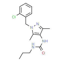 ChemSpider 2D Image | 1-[1-(2-Chlorobenzyl)-3,5-dimethyl-1H-pyrazol-4-yl]-3-propylurea | C16H21ClN4O