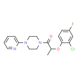 ChemSpider 2D Image | 2-(2-Chloro-4-fluorophenoxy)-1-[4-(2-pyridinyl)-1-piperazinyl]-1-propanone | C18H19ClFN3O2
