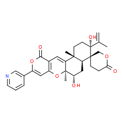 ChemSpider 2D Image | (3R,4R,4aS,6S,6aS,12bR)-3,6-Dihydroxy-3-isopropenyl-6a,12b-dimethyl-9-(3-pyridinyl)-1,2,3,4',4a,5,5',6,6a,12b-decahydro-6'H,11H-spiro[benzo[f]pyrano[4,3-b]chromene-4,3'-pyran]-6',11-dione | C30H33NO7