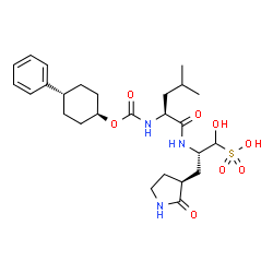 ChemSpider 2D Image | (2S)-1-Hydroxy-3-[(3S)-2-oxo-3-pyrrolidinyl]-2-[(N-{[(trans-4-phenylcyclohexyl)oxy]carbonyl}-L-leucyl)amino]-1-propanesulfonic acid | C26H39N3O8S