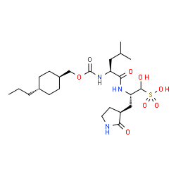 ChemSpider 2D Image | (2S)-1-Hydroxy-3-[(3S)-2-oxo-3-pyrrolidinyl]-2-[(N-{[(trans-4-propylcyclohexyl)methoxy]carbonyl}-L-leucyl)amino]-1-propanesulfonic acid | C24H43N3O8S