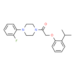 ChemSpider 2D Image | 1-[4-(2-Fluorophenyl)-1-piperazinyl]-2-(2-isopropylphenoxy)ethanone | C21H25FN2O2