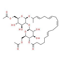 ChemSpider 2D Image | [(1S,3R,4S,5S,6R,8R,11E,14E,17Z,20E,28S,29R,31R,32R)-4,5,31,32-Tetrahydroxy-10-methyl-26-oxo-2,7,9,27,30-pentaoxatricyclo[26.2.2.0~3,8~]dotriaconta-11,14,17,20-tetraene-6,29-diyl]bis(methylene) diacet
ate (non-preferred name) | C34H50O14