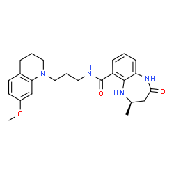 ChemSpider 2D Image | (4R)-N-[3-(7-Methoxy-3,4-dihydro-1(2H)-quinolinyl)propyl]-4-methyl-2-oxo-2,3,4,5-tetrahydro-1H-1,5-benzodiazepine-6-carboxamide | C24H30N4O3