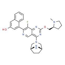 ChemSpider 2D Image | 4-(4-[(1R,5S)-3,8-Diazabicyclo[3.2.1]oct-3-yl]-8-fluoro-2-{[(2S)-1-methyl-2-pyrrolidinyl]methoxy}pyrido[4,3-d]pyrimidin-7-yl)-2-naphthol | C29H31FN6O2