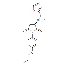 ChemSpider 2D Image | (3R)-N-(2-Furylmethyl)-2,5-dioxo-1-(4-propoxyphenyl)-3-pyrrolidinaminium | C18H21N2O4