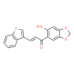ChemSpider 2D Image | (2E)-3-(1-Benzothiophen-3-yl)-1-(6-hydroxy-1,3-benzodioxol-5-yl)-2-propen-1-one | C18H12O4S