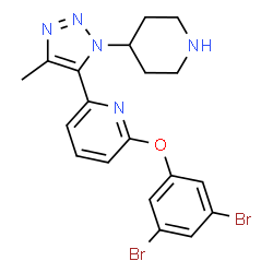 ChemSpider 2D Image | 2-(3,5-Dibromophenoxy)-6-[4-methyl-1-(4-piperidinyl)-1H-1,2,3-triazol-5-yl]pyridine | C19H19Br2N5O