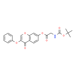 ChemSpider 2D Image | 4-Oxo-3-phenoxy-4H-chromen-7-yl N-{[(2-methyl-2-propanyl)oxy]carbonyl}glycinate | C22H21NO7