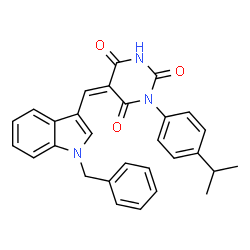 ChemSpider 2D Image | (5Z)-5-[(1-Benzyl-1H-indol-3-yl)methylene]-1-(4-isopropylphenyl)-2,4,6(1H,3H,5H)-pyrimidinetrione | C29H25N3O3