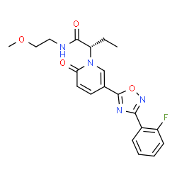 ChemSpider 2D Image | (2S)-2-{5-[3-(2-Fluorophenyl)-1,2,4-oxadiazol-5-yl]-2-oxo-1(2H)-pyridinyl}-N-(2-methoxyethyl)butanamide | C20H21FN4O4