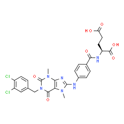 ChemSpider 2D Image | N-(4-{[1-(3,4-Dichlorobenzyl)-3,7-dimethyl-2,6-dioxo-2,3,6,7-tetrahydro-1H-purin-8-yl]amino}benzoyl)-L-glutamic acid | C26H24Cl2N6O7