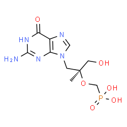 ChemSpider 2D Image | ({[(2S)-1-(2-Amino-6-oxo-1,6-dihydro-9H-purin-9-yl)-3-hydroxy-2-methyl-2-propanyl]oxy}methyl)phosphonic acid | C10H16N5O6P