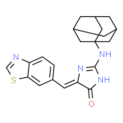 ChemSpider 2D Image | (5Z)-2-(Adamantan-1-ylamino)-5-(1,3-benzothiazol-6-ylmethylene)-3,5-dihydro-4H-imidazol-4-one | C21H22N4OS