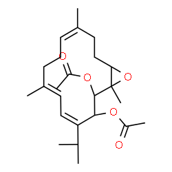 ChemSpider 2D Image | (1R,2S,3R,4Z,6E,10Z,14S)-4-Isopropyl-1,7,11-trimethyl-15-oxabicyclo[12.1.0]pentadeca-4,6,10-triene-2,3-diyl diacetate | C24H36O5