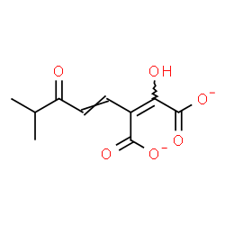 ChemSpider 2D Image | (2E)-2-Hydroxy-3-[(1E)-4-methyl-3-oxo-1-penten-1-yl]-2-butenedioate | C10H10O6