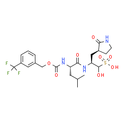 ChemSpider 2D Image | (2S)-1-Hydroxy-3-[(3S)-2-oxo-3-pyrrolidinyl]-2-{[N-({[3-(trifluoromethyl)benzyl]oxy}carbonyl)-L-leucyl]amino}-1-propanesulfonic acid | C22H30F3N3O8S