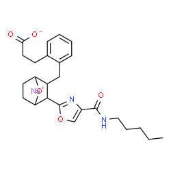 ChemSpider 2D Image | Sodium 3-[2-({3-[4-(pentylcarbamoyl)-1,3-oxazol-2-yl]-7-oxabicyclo[2.2.1]hept-2-yl}methyl)phenyl]propanoate | C25H31N2NaO5