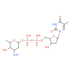 ChemSpider 2D Image | 4-Amino-5-hydroxy-6-methyltetrahydro-2H-pyran-2-yl [3-hydroxy-5-(5-methyl-2,4-dioxo-3,4-dihydro-1(2H)-pyrimidinyl)tetrahydro-2-furanyl]methyl dihydrogen diphosphate (non-preferred name) | C16H27N3O13P2