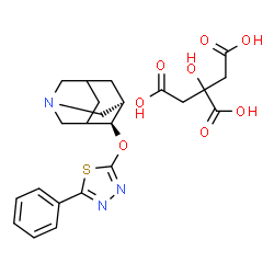 ChemSpider 2D Image | (3R,4R)-4-[(5-Phenyl-1,3,4-thiadiazol-2-yl)oxy]-1-azatricyclo[3.3.1.1~3,7~]decane 2-hydroxy-1,2,3-propanetricarboxylate (1:1) | C23H27N3O8S