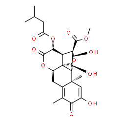 ChemSpider 2D Image | Methyl (11alpha,15beta)-2,11,12-trihydroxy-15-[(3-methylbutanoyl)oxy]-3,16-dioxo-13,20-epoxypicrasa-1,4-dien-21-oate | C26H32O11