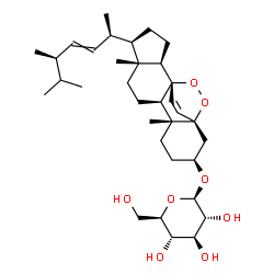 ChemSpider 2D Image | (1S,2R,5R,6R,9R,10R,13S,15S)-5-[(2R,5R)-5,6-Dimethyl-3-hepten-2-yl]-6,10-dimethyl-16,17-dioxapentacyclo[13.2.2.0~1,9~.0~2,6~.0~10,15~]nonadec-18-en-13-yl beta-D-glucopyranoside | C34H54O8