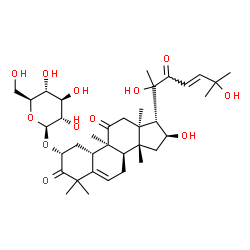 ChemSpider 2D Image | (2R,4S,8beta,9alpha,13alpha,14beta,16beta,17alpha,20xi,23E)-16,20,25-Trihydroxy-9,10,14-trimethyl-1,11,22-trioxo-4,9-cyclo-9,10-secocholesta-5,23-dien-2-yl beta-L-glucopyranoside | C36H54O12