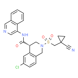 ChemSpider 2D Image | (4S)-6-Chloro-2-{[(1-cyanocyclopropyl)methyl]sulfonyl}-N-(4-isoquinolinyl)-1,2,3,4-tetrahydro-4-isoquinolinecarboxamide | C24H21ClN4O3S