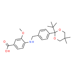 ChemSpider 2D Image | 4-({4-[5,5-Dimethyl-2-(2-methyl-2-propanyl)-1,3-dioxan-2-yl]benzyl}amino)-3-methoxybenzoic acid | C25H33NO5