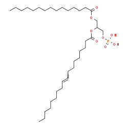 ChemSpider 2D Image | 1-(Pentadecanoyloxy)-3-(phosphonooxy)-2-propanyl (9E)-9-octadecenoate | C36H69O8P