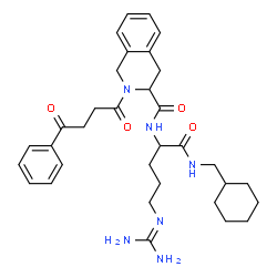 ChemSpider 2D Image | N-{1-[(Cyclohexylmethyl)amino]-5-[(diaminomethylene)amino]-1-oxo-2-pentanyl}-2-(4-oxo-4-phenylbutanoyl)-1,2,3,4-tetrahydro-3-isoquinolinecarboxamide | C33H44N6O4