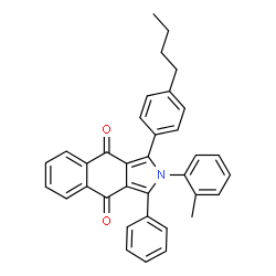 ChemSpider 2D Image | 1-(4-Butylphenyl)-2-(2-methylphenyl)-3-phenyl-2H-benzo[f]isoindole-4,9-dione | C35H29NO2