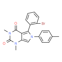 ChemSpider 2D Image | 5-(2-Bromophenyl)-1,3-dimethyl-6-(4-methylphenyl)-1H-pyrrolo[3,4-d]pyrimidine-2,4(3H,6H)-dione | C21H18BrN3O2