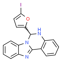 ChemSpider 2D Image | 6-(5-Iodo-2-furyl)-5,6-dihydrobenzimidazo[1,2-c]quinazoline | C18H12IN3O