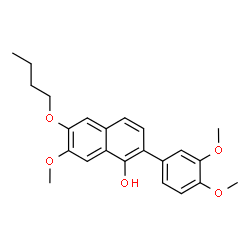 ChemSpider 2D Image | 6-Butoxy-2-(3,4-dimethoxyphenyl)-7-methoxy-1-naphthol | C23H26O5
