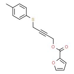 ChemSpider 2D Image | 4-[(4-Methylphenyl)sulfanyl]-2-butyn-1-yl 2-furoate | C16H14O3S